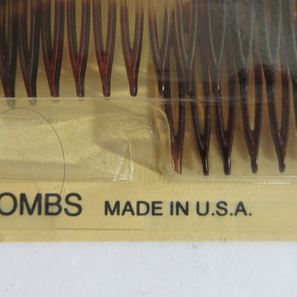 Vintage 1982 Goody Hair Tuck Combs Kant Slip Tortoise 4 Pack USA #550 NOS - Picture 2 of 8